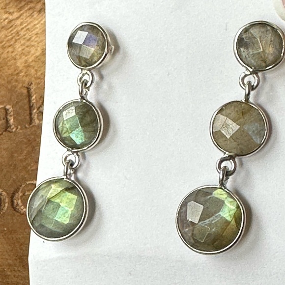 Artisan labradorite sterling silver earrings - Picture 5 of 6